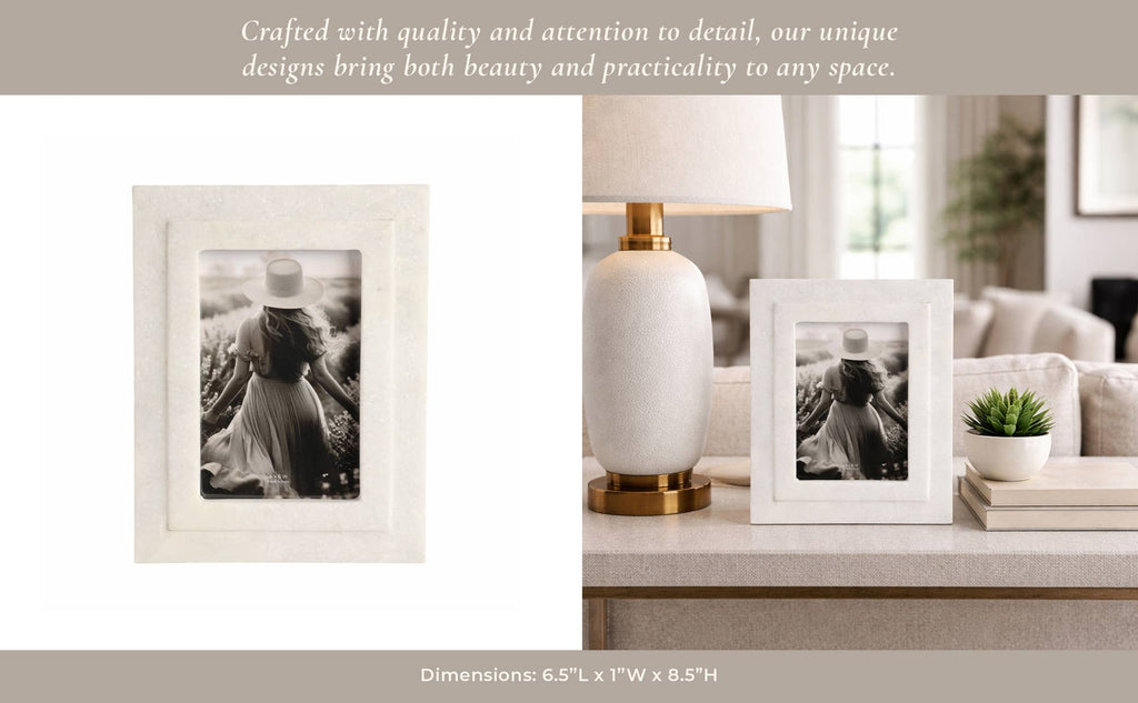 Marble Modern Beveled Edges Photo Frame - White, 4x6 in.