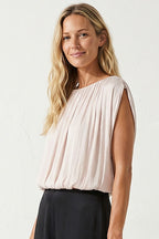 Grecian Drape Bubble Blouse