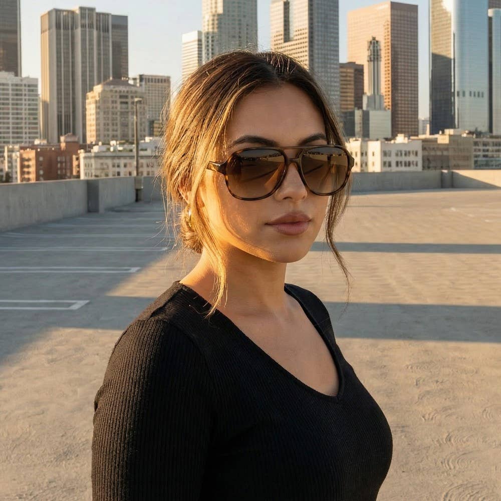 Modern Plastic Aviator Frame Sunglasses