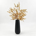 Black Ribbed Vase with Gold Floral Accent, 20"