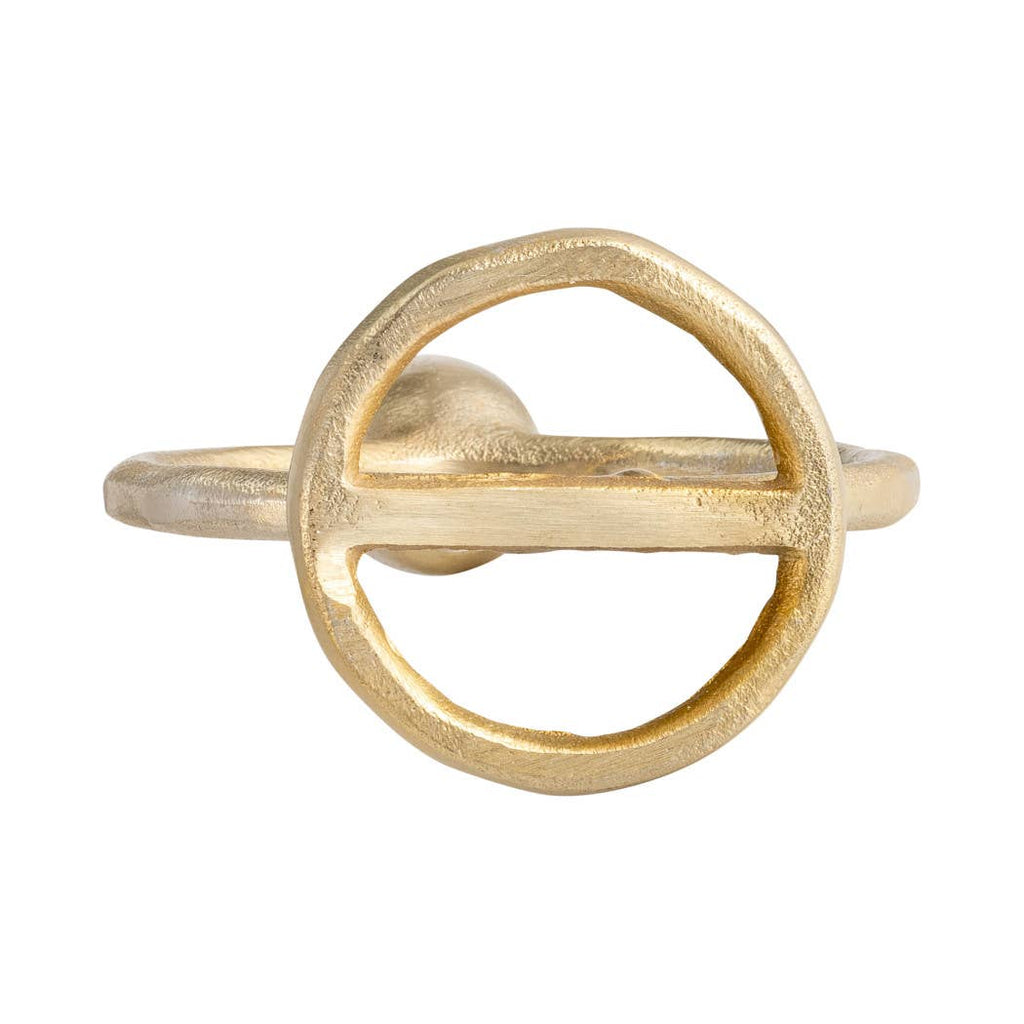 Metal Round Ring Taper Candle Holder - Gold, 6 in.