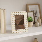 Photo Frame - Ivory/Gold Resin Brass Dot Border, 4x6 in.