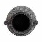 Ceramic Ribbed Texture Weathered Handle Vase - Black, 10 in.