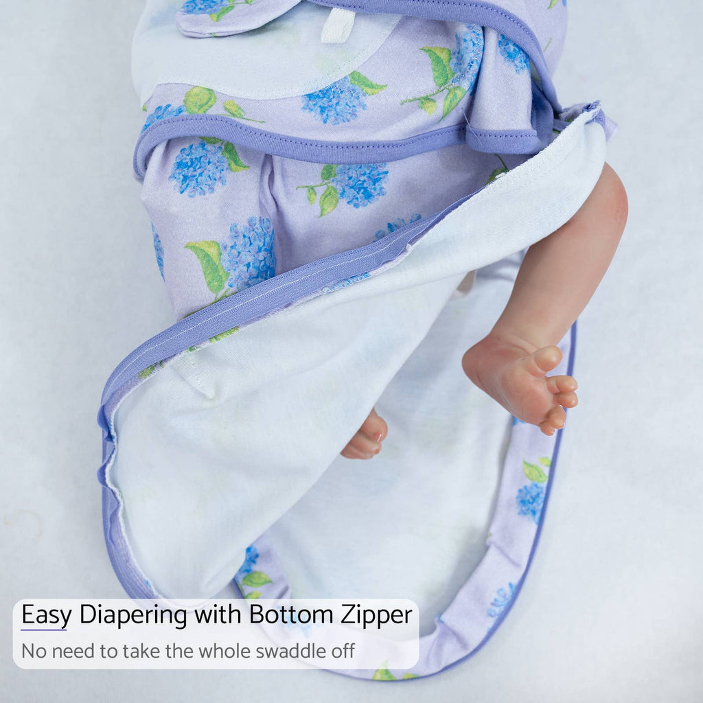 Cotton Velcro Newborn Swaddle Sack You Had Me at Hydrangea