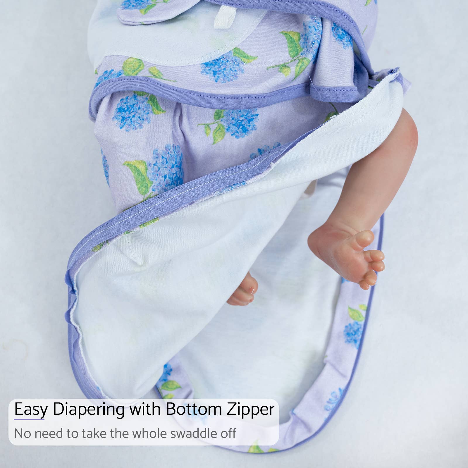 Cotton Velcro Newborn Swaddle Sack You Had Me at Hydrangea