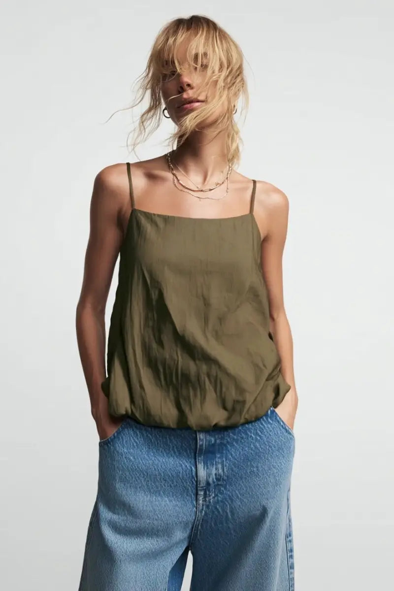 Cami Top With Bubble Hem