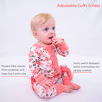 Bamboo Baby Convertible Ruffle Zipper Pajama Peony Floral