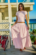 Ribbed Top & Flared Skirt Set