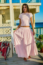 Ribbed Top & Flared Skirt Set