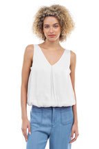 Sleeveless V-Neck Bubble Top