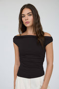 OFF SHOULDER RUCHED TOP