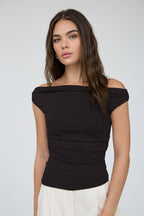OFF SHOULDER RUCHED TOP