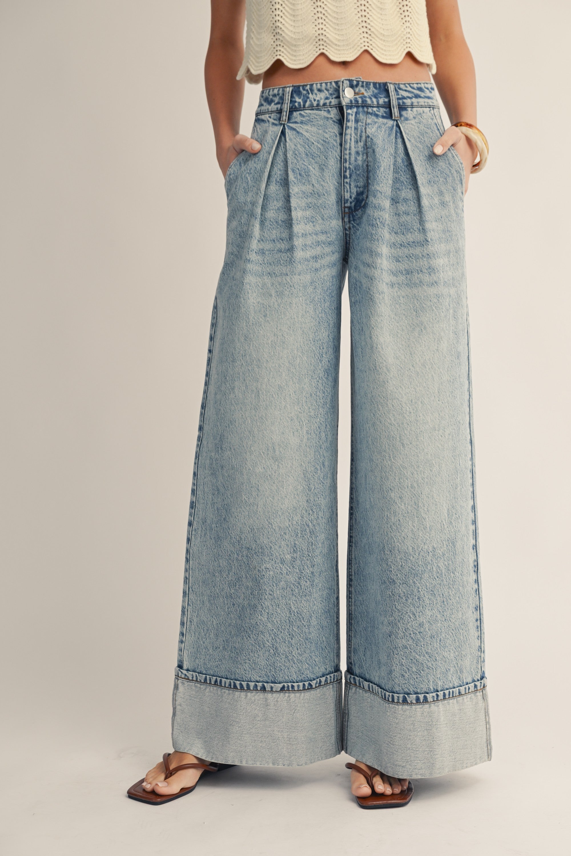 Timeless Cuffed Hem, Wide Leg Denim