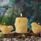 Pillar Candle – Pure Beeswax – Handcrafted Floral Design