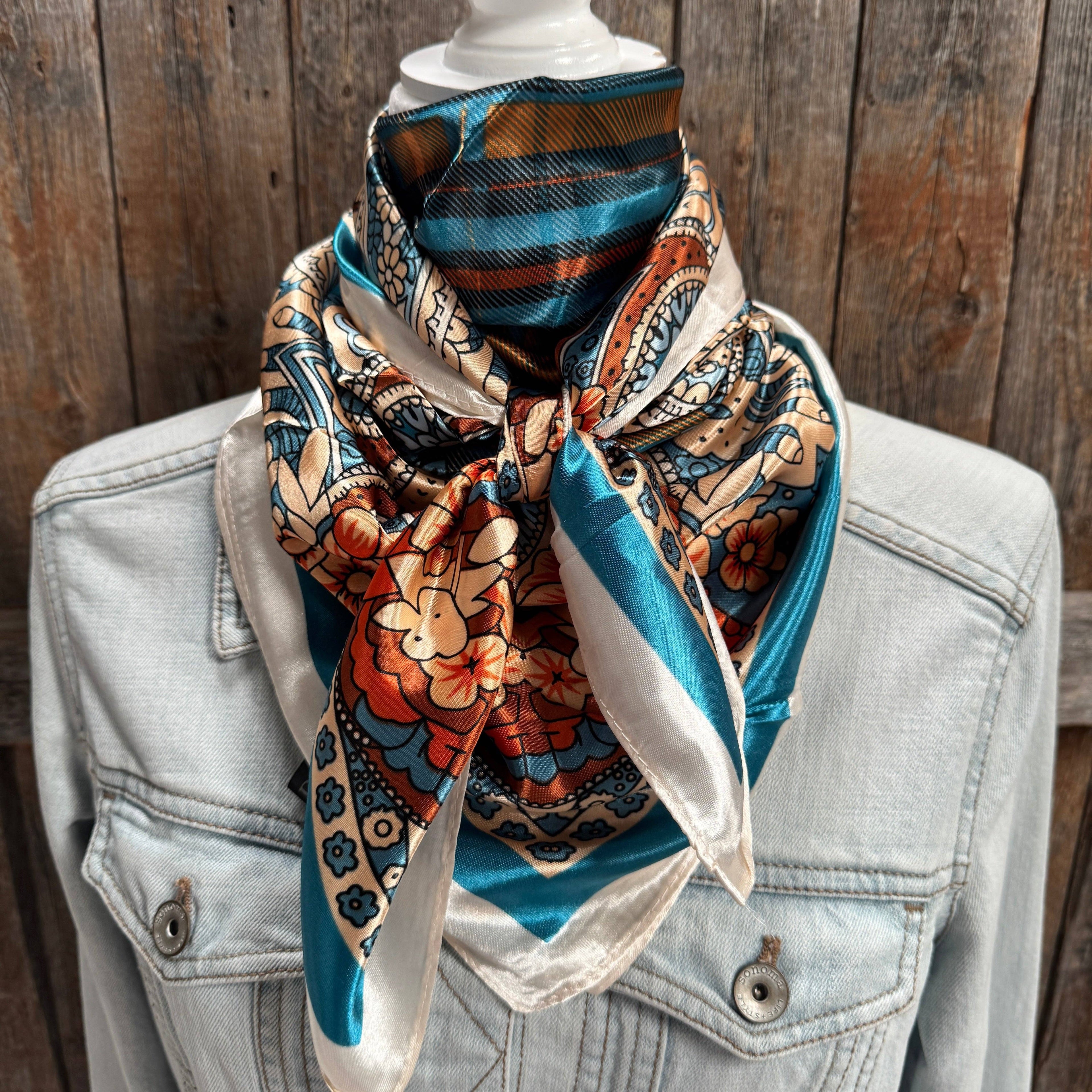 Teal and Cream Paisley Wild Rag