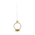 Metal Round Ring Taper Candle Holder - Gold, 6 in.