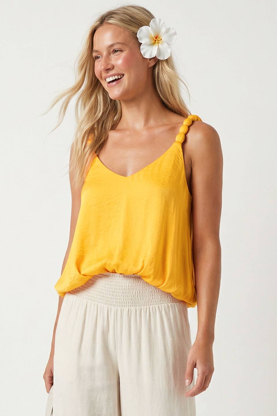 Billowy Strap Accent Tank Top