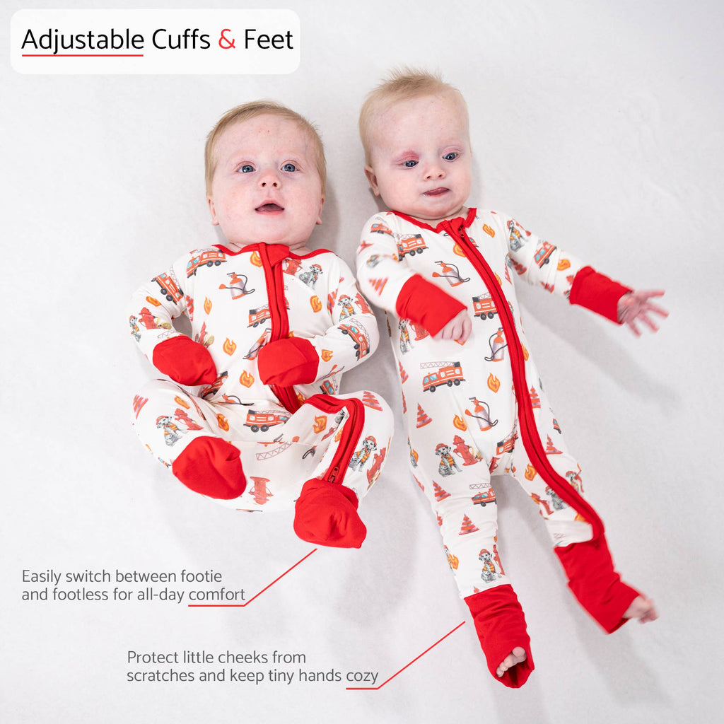 Bamboo Baby Convertible Zipper Pajama Firehouse Fido