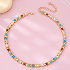 Multicolor Square Gemstone Long Necklace | 80N92826