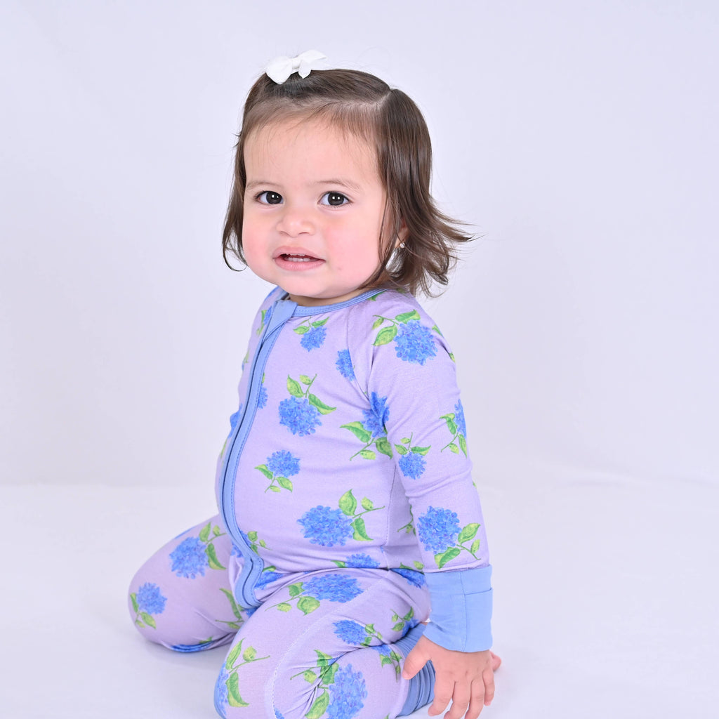 Bamboo Baby Convertible Zipper Pajama Hydrangea Floral