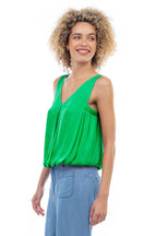 Sleeveless V-Neck Bubble Top