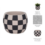 Planter - Black/White Pottery Checkerboard Rounded, 7 in.