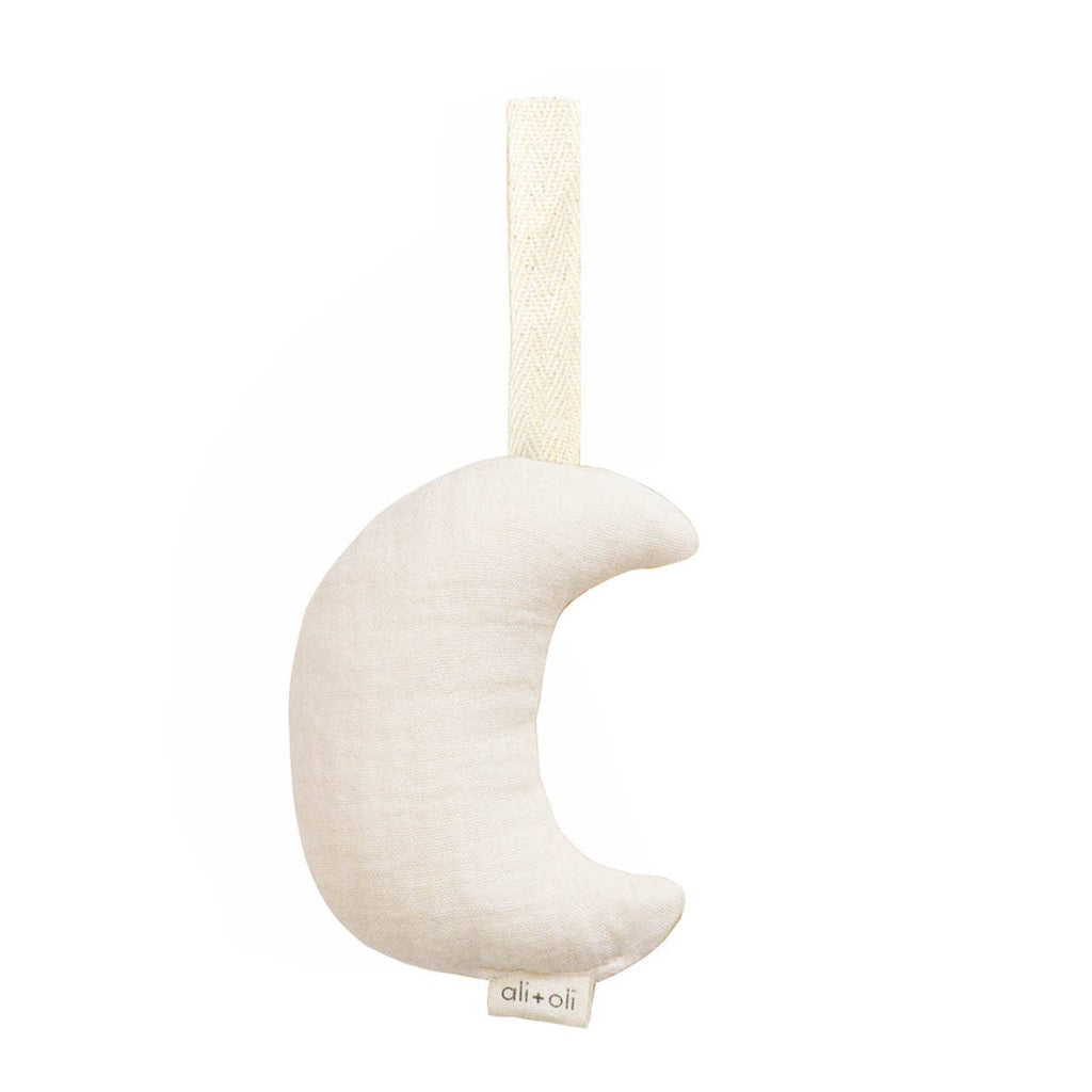 Moon Pacifier Holder Soft Cuddly Binky Toy (Muslin Ivory)