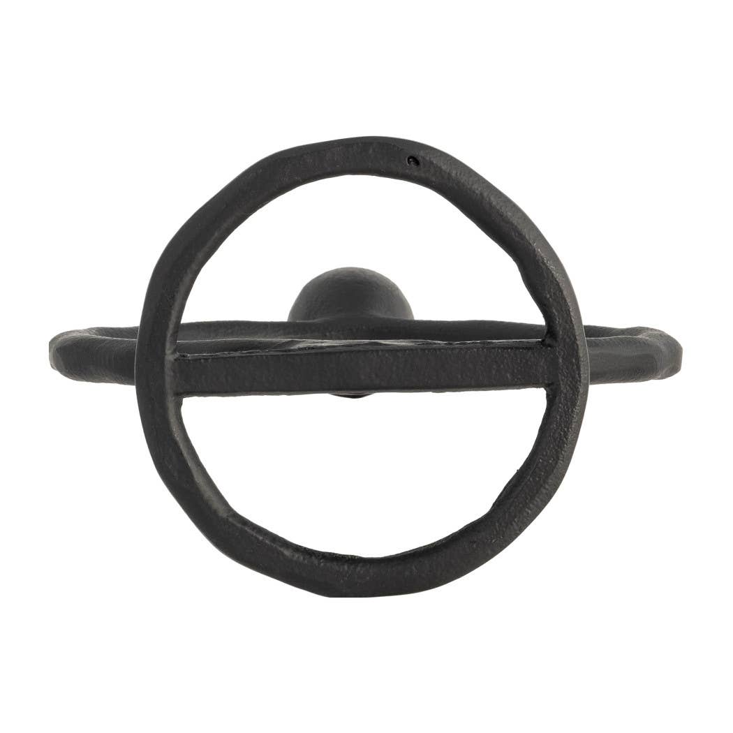 Metal Round Ring Taper Candle Holder - Black, 8 in.