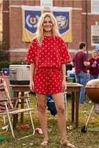 Polka Dot Heavy Scuba Top and Shorts Set