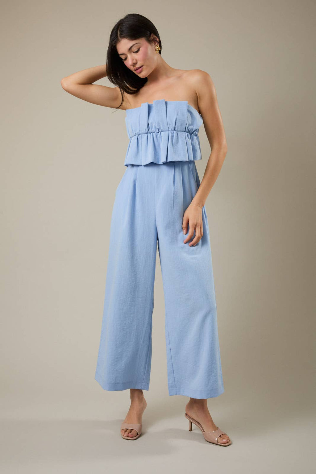 RUFFLE BODICE JUMPSUIT