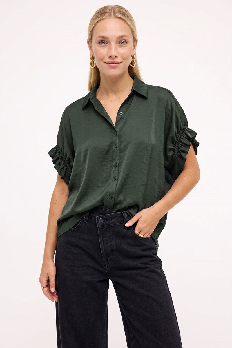 Ruffle Sleeve Button-up Blouse