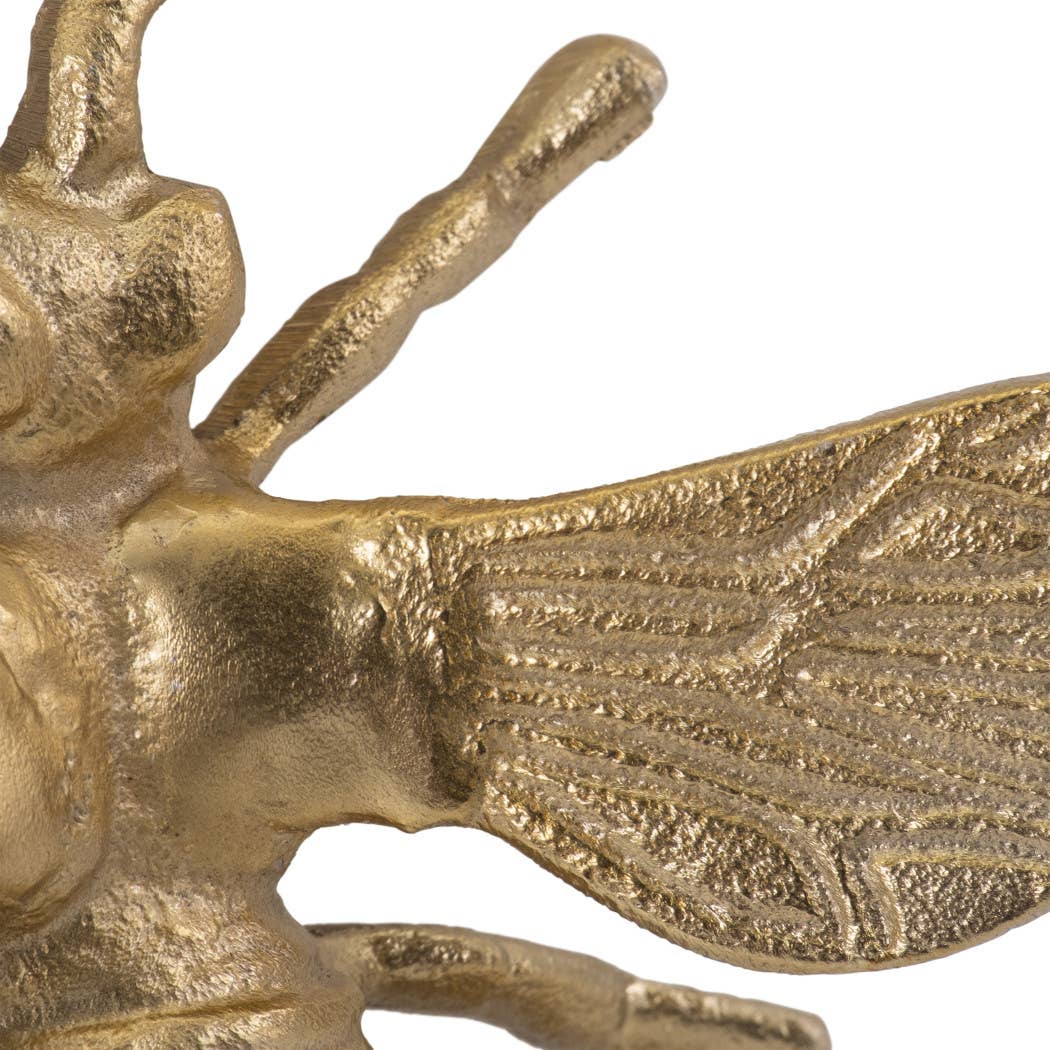 Figurine - Gold Metal Decorative Solid Busy Bee, 8 in.