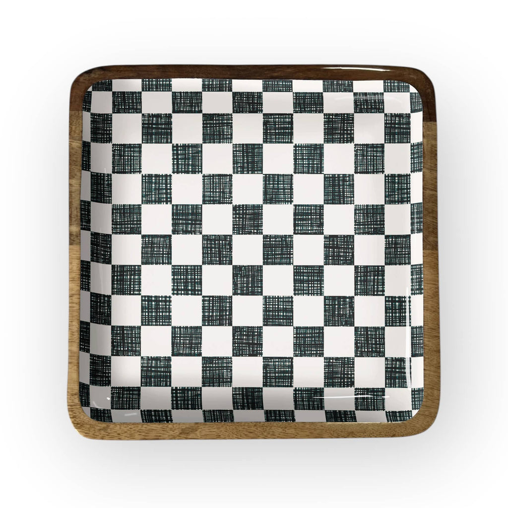 Black Check Square Trays
