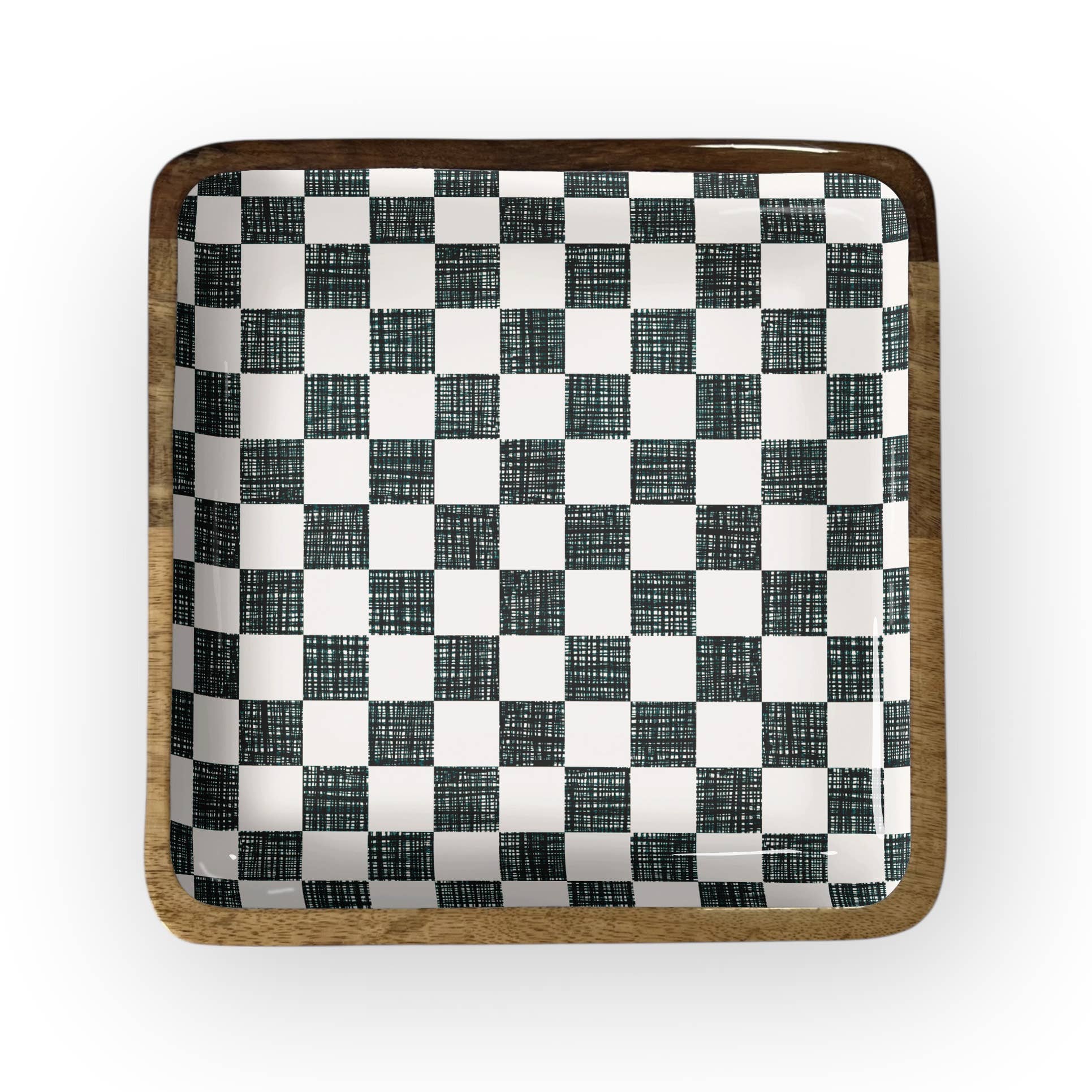 Black Check Square Trays