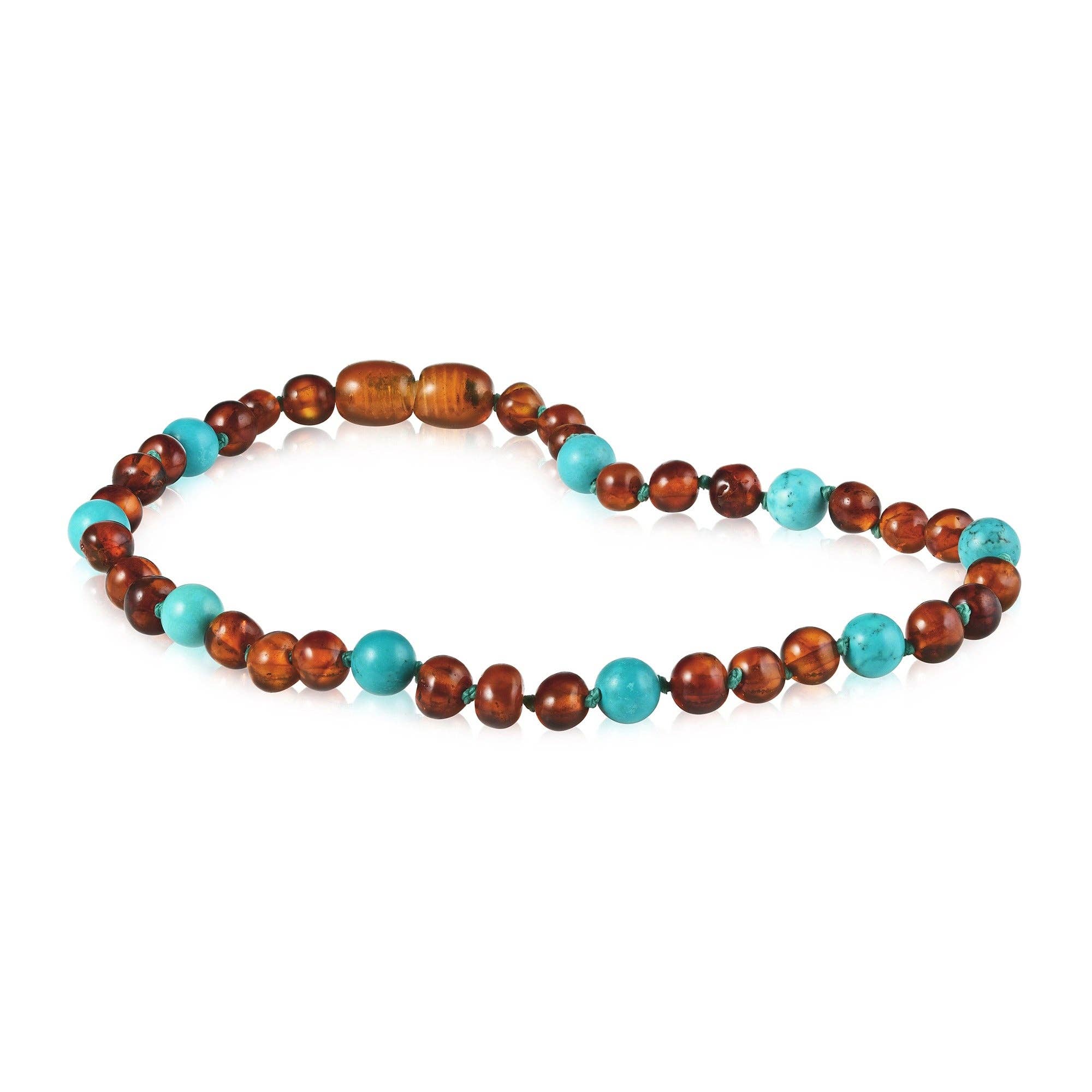 Turquoise + Cognac Amber Necklace