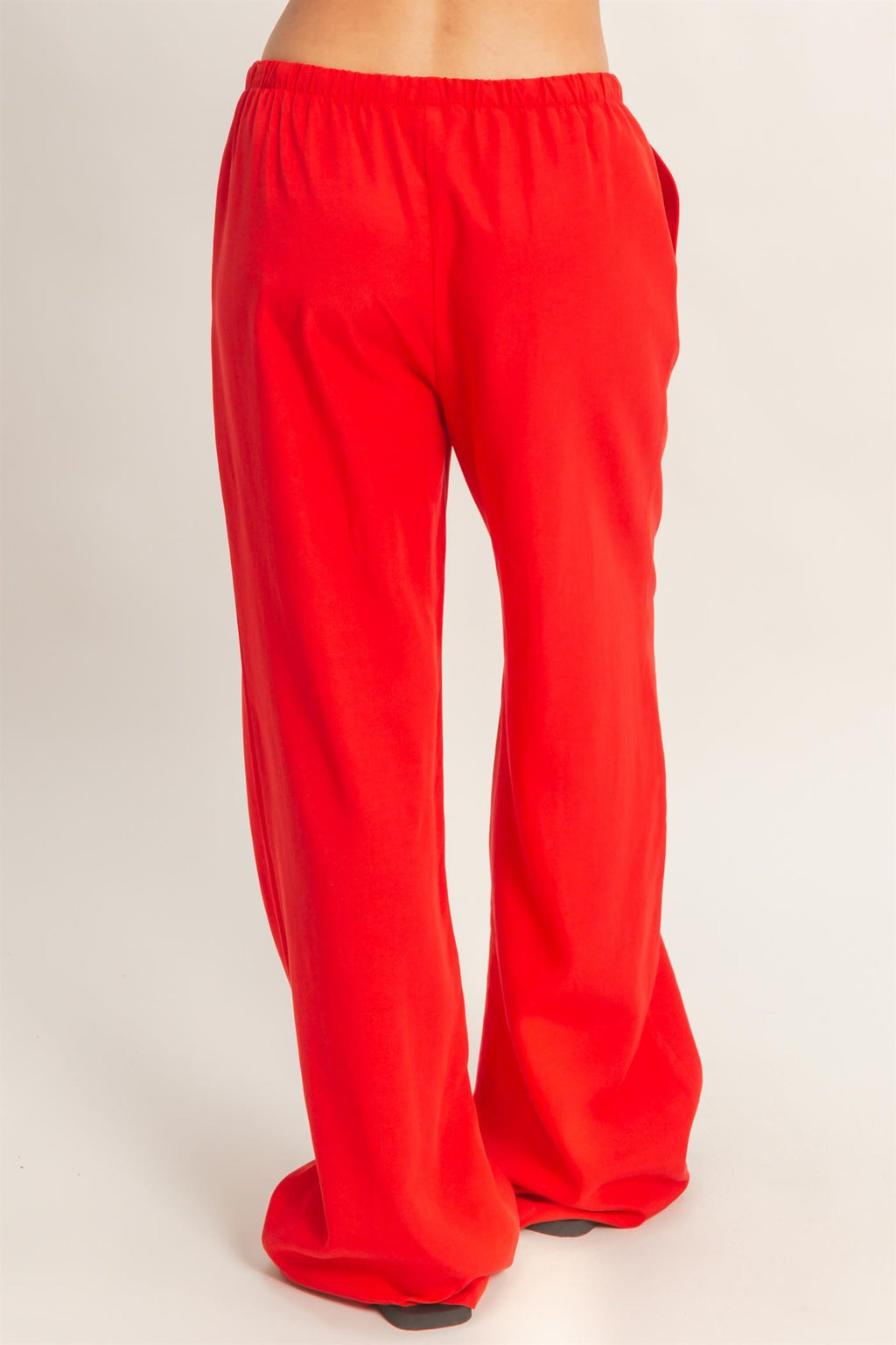 Lyocell Linen Elastic Waist Straight Leg Pants