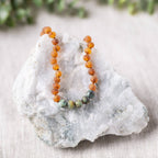 African Turquoise + Raw Baltic Amber Beaded Necklace
