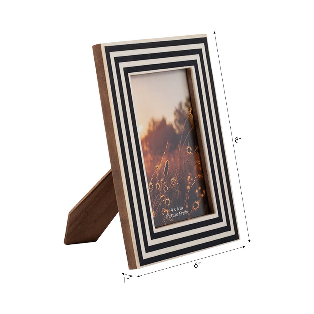 Photo Frame - Black Resin Modern Dimensional Lines, 4x6 in.