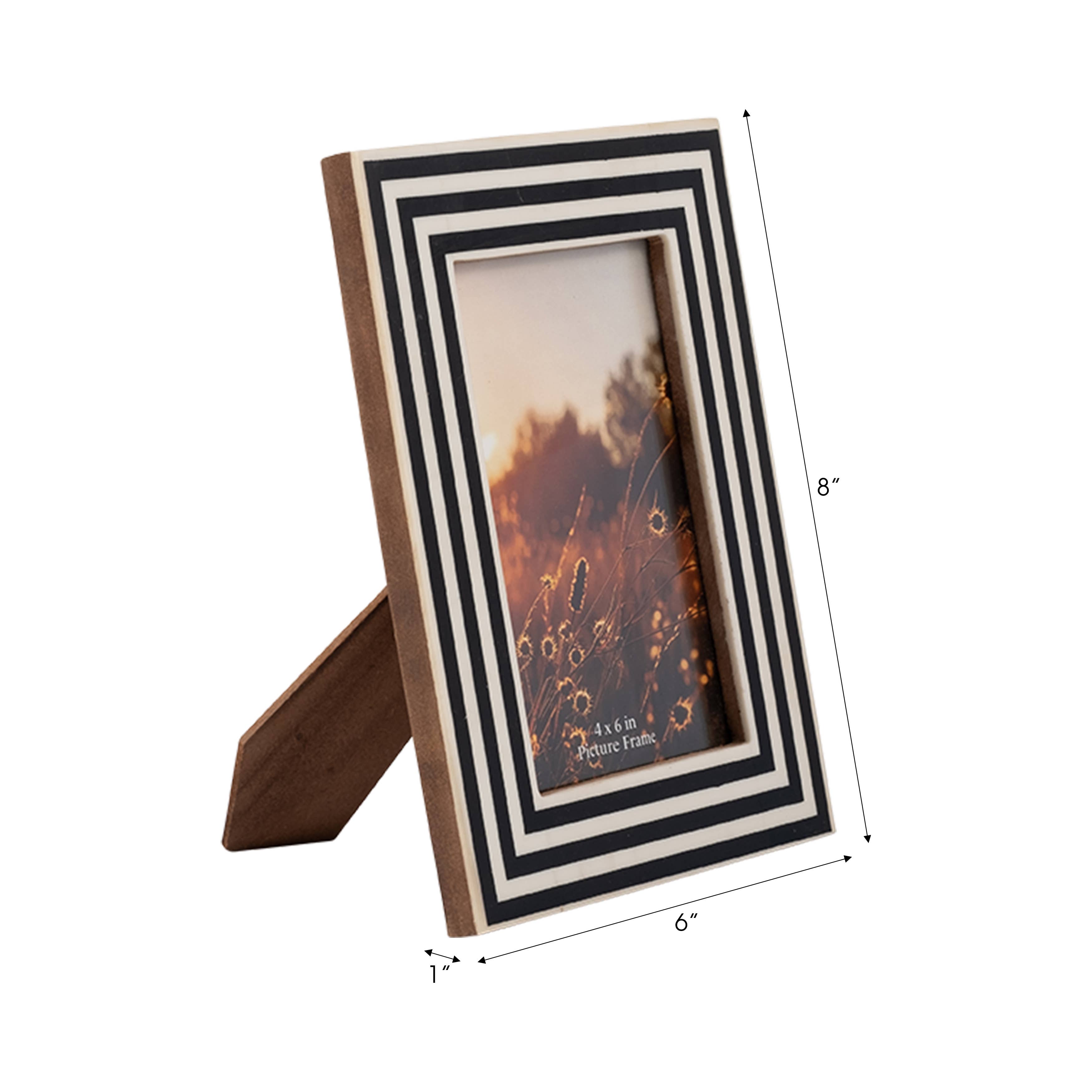 Photo Frame - Black Resin Modern Dimensional Lines, 4x6 in.
