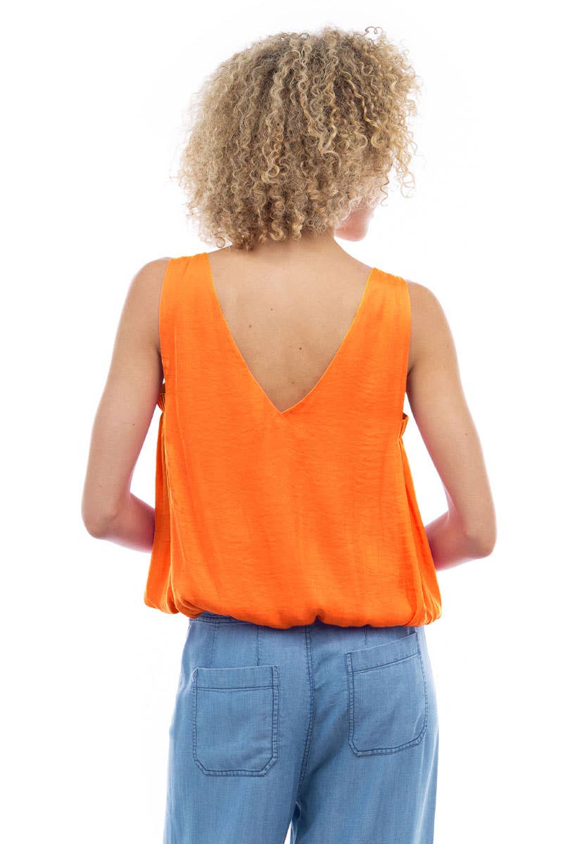Sleeveless V-Neck Bubble Top