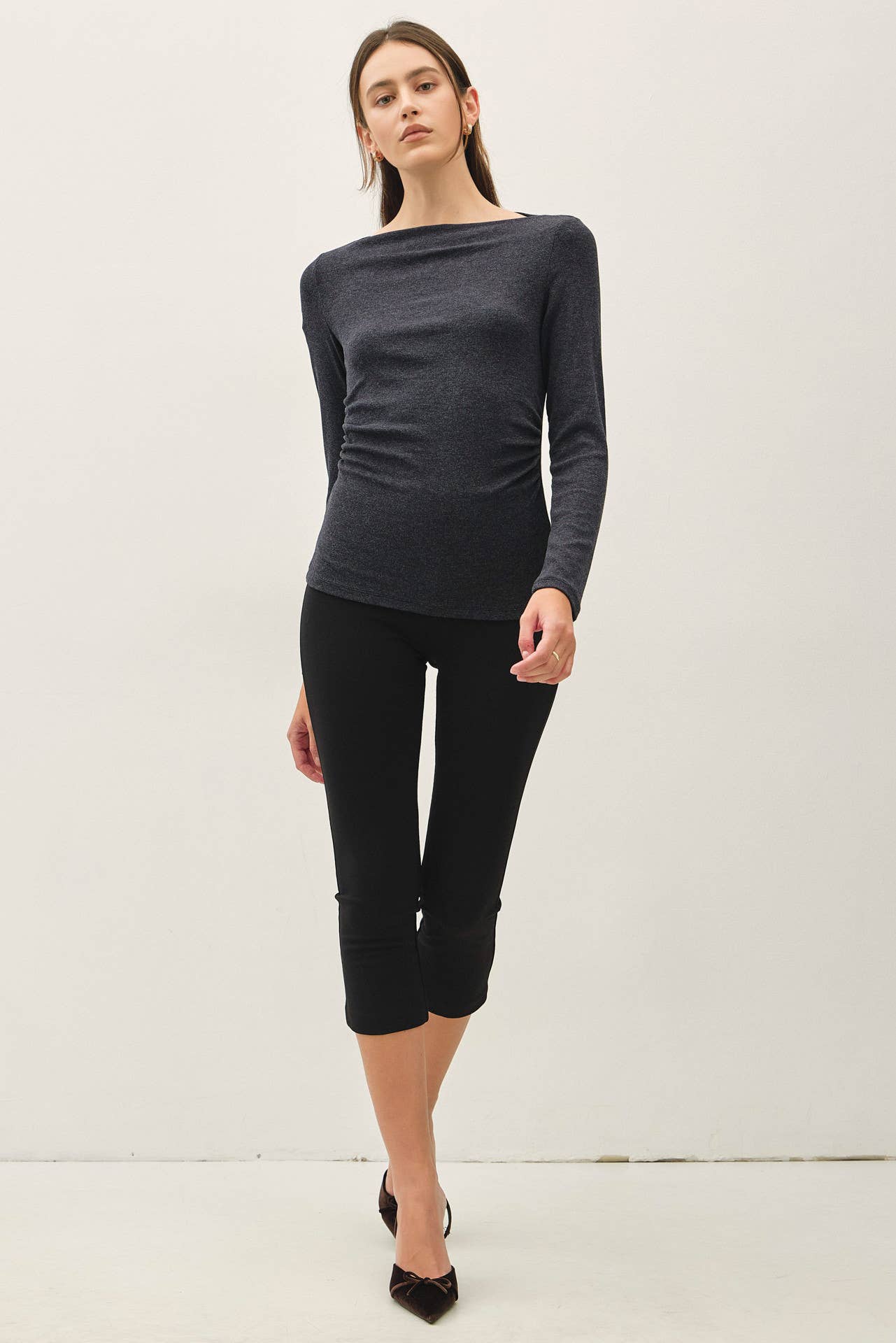 RIBBED BOAT NECK TOP