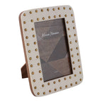 Photo Frame - Ivory/Gold Resin Brass Dot Border, 4x6 in.