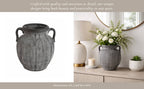 Ceramic Ribbed Texture Weathered Handle Vase - Black, 10 in.