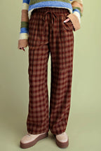 Plaid Wide Leg Pants