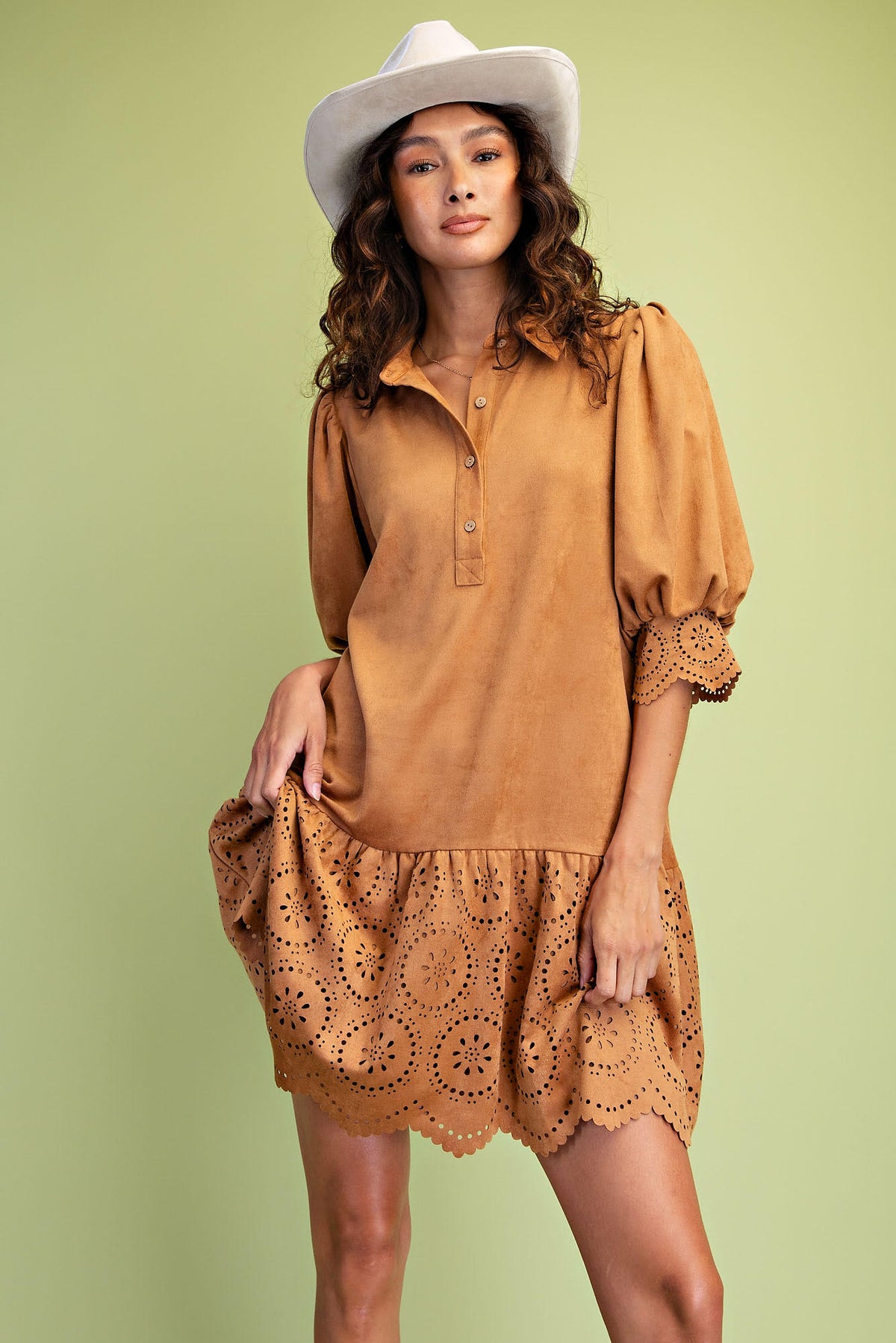 Camel Faux Suede Dress